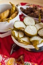 Traditional Malay Food and cookies during Ramadan and Eid Mubarak. Hari Raya Aidilfitri. Ketupat, rendang, lemang, dodol, biskut