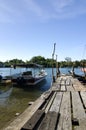 Traditional malaysian fisherman boat moored near the riverbank, Royalty Free Stock Photo