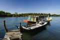 Traditional malaysian fisherman boat moored near the riverbank, Royalty Free Stock Photo