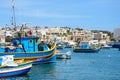 Fishing boats in the harbour, Marsaxlokk, Malta. Royalty Free Stock Photo