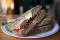 Traditional maltese dish - ftira. Malta food. Typical Maltese bread called ftira accompanied by french fries Royalty Free Stock Photo