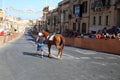 Traditional Maltese Horse Racing at Republic Street during Feast of St Geroge in the City of Victoria. Gozo. Malta