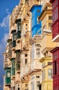 A traditional Maltese style balconies. Valletta.