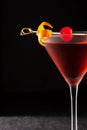 Traditional Manhattan cocktail with cherry