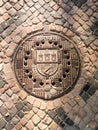 Traditional manhole cover for street hatchway in Prague
