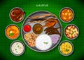 Traditional Manipuri cuisine and food meal thali of Manipur