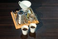 Traditional, manual filter coffee set