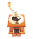 Traditional manual wooden coffee grinder isolated