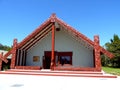 Traditional Maori food house wooden carved with decoration new zealand Royalty Free Stock Photo