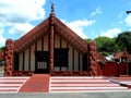 Traditional Maori food house wooden carved with decoration new zealand
