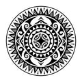 Traditional Maori round tattoo design. Editable vector illustration. Ethnic circle ornament. African mask.