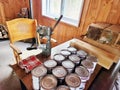 Old fashion Maple syrup canning machine for production in Maple farm. Royalty Free Stock Photo