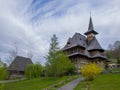 Traditional Maramures wooden architecture of Barsana monastery, Romania Royalty Free Stock Photo