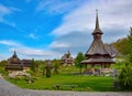 Traditional Maramures wooden architecture of Barsana monastery, Romania Royalty Free Stock Photo
