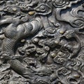 Ancient chinese stone dragon relief .marble sculpture.