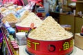 The traditional market sell the dried fish floss