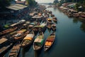 Traditional market on water, seen from above through the lens of a drone