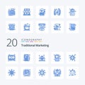 20 Traditional Marketing Blue Color icon Pack like strategy ad royal person computer