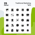 25 Traditional Marketing Icon Set. 100% Editable EPS 10 Files. Business Logo Concept Ideas Solid Glyph icon design