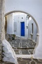 Traditional Marpissa alley and blue door