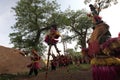 Traditional mask dancers in Dogon Village Mali Royalty Free Stock Photo