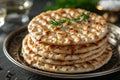 Traditional matzah on Passover seder served on the table