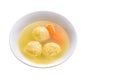 Traditional matzoh ball soup. Jewish food for Passover.