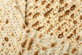 Traditional Matzos as background. Pesach Passover celebration