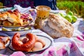 Retro breakfast like in old times, outdoor Royalty Free Stock Photo