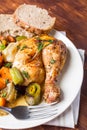 Roasted Chicken Leg and Vegetables Royalty Free Stock Photo