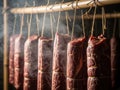 Traditional meat drying process Royalty Free Stock Photo