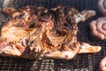 Grilled pork on the grill in the Argentine countryside Royalty Free Stock Photo