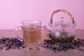 Mallow flowers brewed in a cup, herbal tea Royalty Free Stock Photo