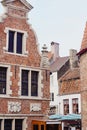 Traditional medieval architecture, brick houses with red tiled roofs Royalty Free Stock Photo