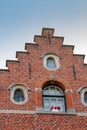 Traditional medieval brick facade in Bruges, Belgium, Europe
