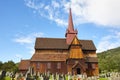 Traditional medieval norwegian stave church. Ringebu stavkyrkje. Travel Norway