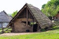 Traditional medieval wooden buildings at archaeological heritage village near Velehrad Monastery, Modra, Moravia, Czech Republic