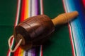 Traditional mexican balero and tapete Royalty Free Stock Photo