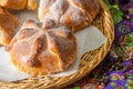 Traditional Mexican bread of the dead pan de muerto