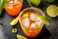 Traditional Mexican cocktail Spicy michelada Royalty Free Stock Photo