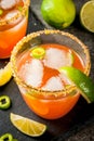 Traditional Mexican cocktail Spicy michelada Royalty Free Stock Photo