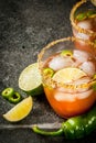 Traditional Mexican cocktail Spicy michelada Royalty Free Stock Photo