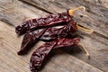 Mexican dried guajillo pepper on wooden background Royalty Free Stock Photo