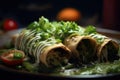 Traditional Mexican enchiladas on wooden table. Royalty Free Stock Photo