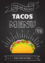 Traditional mexican fast food meal tacos menu