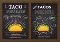 Traditional mexican fastfood chalk board taco menu Royalty Free Stock Photo