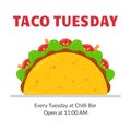 Traditional mexican fastfood taco tuesday poster Royalty Free Stock Photo