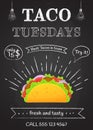 Traditional mexican fastfood taco tuesday poster Royalty Free Stock Photo