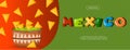 Traditional Mexican food banner. vector cartoon illustration. Mexican street, restaraunt and homemade food and drinks Royalty Free Stock Photo