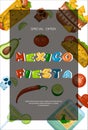 Traditional Mexican food banner. vector cartoon illustration. Mexican street, restaraunt and homemade food and drinks Royalty Free Stock Photo